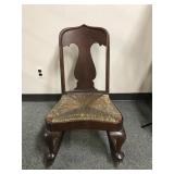 Antique Wooden Rocking Chair W Fiddle Back Splat