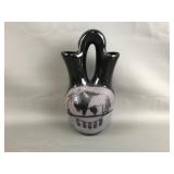 Vintage Black Ceramic Buffalo Wedding Vase