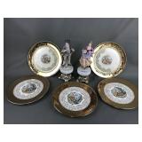 22kt Accent Victorian Plates & Bisque Figurines