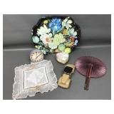 Antique Cockage Fan & Vtg Avon 37 Novelty After-
