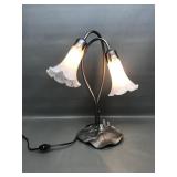 Vtg Lily Tulip Table Lamp W 2 Stems*note
