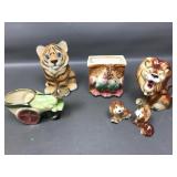 Vtg Ceramic Lion, Tiger Bank & More!