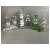 Vtg Green Kanawha Art Toby Pitcher & More Glass