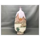 Vtg Hand Painted Mexican Pottery Vase