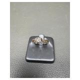 10k & Sterling Silver Cluster Engagement Ring