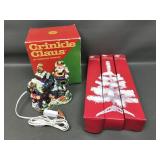Vtg Crinkle Claus Santa Figurine & Small Tree