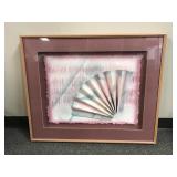 Mixed-media 1980s framed paper art piece