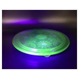 Uranium Glowing Vtg Jeanette Glass Depression Cake