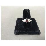 Sterling Silver Garnet Marquis Ring Sz 8