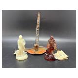 Vtg Lucite Candle, Copper Leaf Chamberstick&