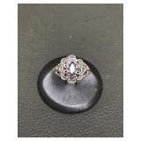 Avon Sterling Silver Amethyst Ring Sz 8