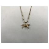 14kt Tested Gold Chain & Horse Pendant