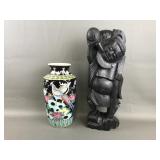 Antique Japanese Cherry Blossom & Bird Vase &