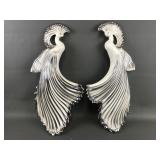 Pair Ofvceramic Art Deco Revival Peacock Wall