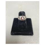 Vtg Sterling Silver & Red Stone Ring