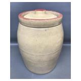 Vtg Handpainted Stoneware Crock Or Jar