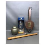 Vtg Fireplace Bellow & Brass Ginger Jar & More