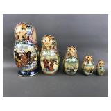 Detailed Golden Russian Matryoshka Nesting Doll