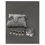 Sterling Silver Charms, Sword Brooch & More