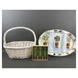 Sakura Divided Topiary Tray, Wicker Basket & More