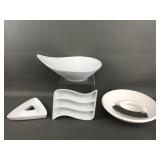 Crate&barrel White Porcelain Serving Tray & More