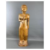 Vtg Hand Carved African Woman Statue