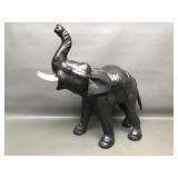 Vtg Leather Wrapped Elephant Statue