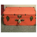 Vintage Metal Toy Chest W Brass Hardware