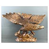 Signed Handcarved Wooden Eagle Statue