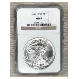 1989 Silver Eagle 1oz  Fine Silver MS 69