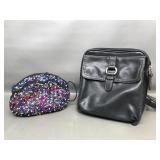 Fossil Black Leather Crossbody & Magid Beaded Bag