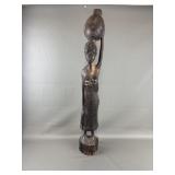 Vintage Hand Carved African Woman Statue