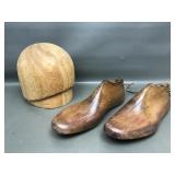 Vtg Wooden Cobbler Shoe Form & Hat Form