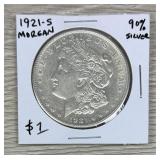 1921-S Morgan Silver Dollar 90% Silver Coin