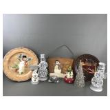 Cold Cast Stocking Holders, Wire Snowman Decor &