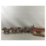 Vintage Cast Iron Horse Drawn Beer Wagon
