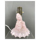 Antique Pink Glass Boudoir Lady Lamp