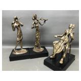 Vintage Korean Bronze Musician Scupltures
