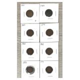 Lot of (8) Indian Head Pennies One Cent Coins