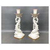 Lenox Aquarius Candlesticks Porcelain Dolphins