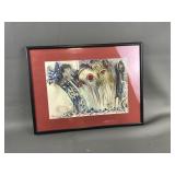 Professionally Framed Signed Abstract Painting