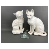 Porcelain Ceramic Cat Statues & Glass Cats