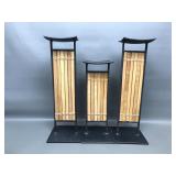 Pier One Metal & Bamboo Candle Holders
