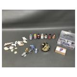 Wooden Multicultural Folk Art Dolls, Gemstones,