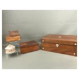 Handcarved Trinket Boxes & Mother Of Pearl Inlay