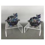 Vtg Mosser Cat On Nest Iridescent Salt Cellar