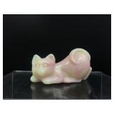 Vtg Fenton Art Glass Burmese Glowing Napping Cat