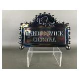Vintage Imperial Carnival Glass Desk Sign