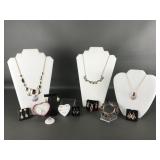 Red cubic zirconia heart stud set Avon & more