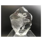 Vtg Mats Jonasson Crystal Glass Moose Sculpture